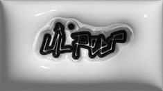 black and white photograph of the word hip written in spray paint on a glass plate