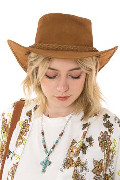 Tan leather cowboy hat, Hat with braided hat band, Aussie style bush hat, Unisex cowboy hat, Rodeo accessory, Western wear Western Style Brimmed Braided Hat, Western Braided Brimmed Hat, Western Braided Hat Band With Flat Brim, Western Style Braided Brimmed Hat, Western Style Braided Hat Bands For Flat Brim, Braided Western Hat Bands, Western Braided Fedora Hats, Braided Western Fedora Hats, Western Braided Hat Bands For Rodeo