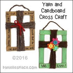 yarn and cardboard cross craft for kids to make on the front or back of their doors