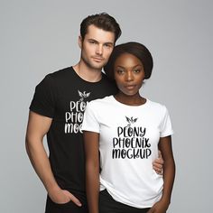 Black And White T Shirts, Party Scene, Interracial Couples, Pink Balloons, Photo Colour, Tshirt Mockup, Shirt Mockup, White Tshirt, White T