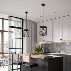 The pendant light with metal cage, modern farmhouse style, piano paint process, beautiful and durable. 17 Stories Finish: Black | 17 Stories 1 - Light Rectangle LED Pendant 10.2 H x 5.9 W x 5.9 D, Metal in Black | 10.2" H X 5.9" W X 5.9" D | Wayfair Style Piano, Black Kitchen Island, Cage Chandelier, Kitchen Island Pendant, Black Light Fixture, Farmhouse Pendant Lighting, Kitchen Island Lighting Pendant, Light Fixtures Flush Mount, Kitchen Island Pendants