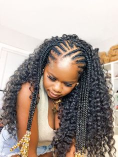 Braided Half Up Half Down Hair, Half Braided Hairstyles, Braid Half Up Half Down, Half Up Half Down Hairstyle, Down Hairstyle, Half Braid, Crochet Hairstyles, Stylish Naija, Curly Crochet Hair Styles