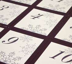 the table numbers are decorated with snowflakes