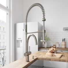 the kitchen sink is clean and ready to be used by someone in their home or apartment