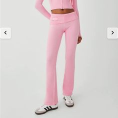 Nwt. Never Tried On Or Unwrapped. Perfect Condition As If Brand New From Website :) High Stretch Ribbed Pants For Spring, Chic High Stretch Pink Bottoms, High Stretch Spring Loungewear Pants, High Stretch Loungewear Pants For Spring, High Stretch Pants For Spring Loungewear, Pink Stretch Ribbed Bottoms, Pink Ribbed Stretch Bottoms, Stretch Ribbed Pink Bottoms, Fitted Athleisure Bottoms For Loungewear