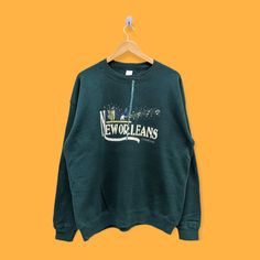 vintage 90s new Orleans Louisiana jazz music sweatshirt new Orleans crewneck New Orleans sweater pullover streetwear style green size large by YoungmodernCo on Etsy New Orleans Jazz, Music Sweatshirts, Streetwear Mode, New Orleans Louisiana, Streetwear Style, Music Band, Jazz Music, Sweater Pullover, Style Streetwear