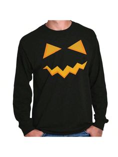 Halloween Jack-O-Lantern Costume Long Sleeve TShirt Men Women Black Casual  Long Sleeve Fabric Colorblock,Halloween  Medium Stretch  Men Clothing, size features are:Bust: ,Length: ,Sleeve Length: Jack O Lantern Costume, Halloween Jack O Lanterns, Halloween Jack, Jack O Lantern, All Fashion, Long Sleeve Tshirt Men, Latest Trends, Sleeve Length, Style Inspiration