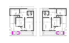 two floor plans for a small house, one with a bathroom and the other with a toilet