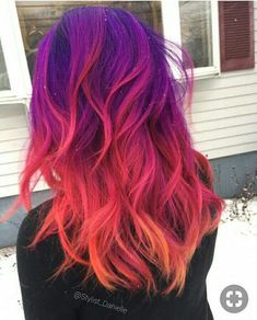 Sunset Snow, Sunset Hair, Amazing Hairstyles, Colourful Hair, Hair Color Crazy, Snow Angel, Dye Ideas, Hair Color Purple