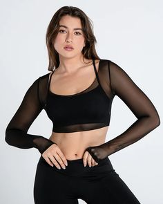 Move Free Mesh Long Sleeve Crop Top | Cosmolle Sweat It Out, Conscious Consumer, Mesh Long Sleeve, Eco Fashion, Long Sleeve Crop, Sleeve Designs, Long Sleeve Crop Top, Mesh Fabric, Sustainable Fashion