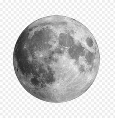 the full moon is shown in black and white with no background, hd png