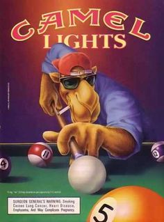 an advertisement for the game of billiards featuring a dog with sunglasses on his head