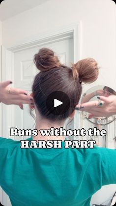 Christmas Space Buns, Mickey Hairstyle, Side Part Space Buns, How To Make Space Buns, Two Buns Tutorial, Mother Of The Bride Hairdos, Hairstylist Instagram, Two Buns Hairstyle, Donut Bun Hairstyles