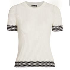 Rag & Bone Womens Arctic Check White Ribbed Crewneck Sweater Shirt S Elegant White Tops With Ribbed Collar, Elegant White Top With Ribbed Collar, Chic White Top With Ribbed Collar, Elegant Ribbed Collar Crew Neck Top, White Sweater With Ribbed Neckline For Work, Chic White Tops With Ribbed Neckline, Chic White Top With Ribbed Neckline, White Crew Neck Knit Top For Work, Classic White Knit Tops