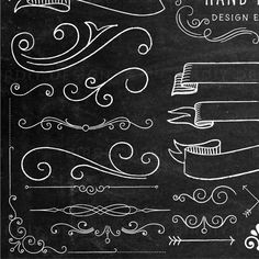 hand drawn design elements on blackboard