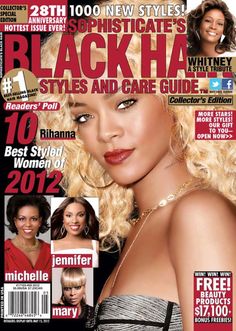 the cover of black hair magazine with pictures of women in different styles and colors on it