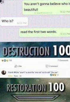 two texts that say destruction 1010 and the caption reads, you aren't gone