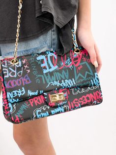 Graffiti Style Purse Cheap Bags With Graphic Print For Streetwear, Cheap Artistic Bags With Graphic Print, Cheap Artsy Bags With Graphic Print, Painted Purse, Textiles Projects, Black Camel, Black Purse, Shoe Boot Sandals, Graffiti Styles