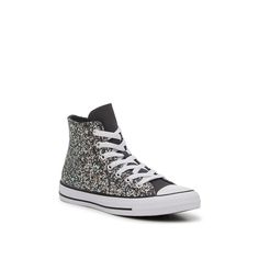 Converse-Chuck Taylor All Star Glitter High-Top Sneaker - Kids' Add a touch of sparkle their sporty style with the Chuck Taylor All Star Glitter high-top sneakers from Converse. Perfect for kiddos that love to shine, these kicks features the brand's classic silhouette, complete with a confetti-like embellishment on top. Not sure which size to order? Click here to check out our Kids Measuring Guide! For more helpful tips and sizing FAQs, click here . Converse Chuck Taylor All Star, Kids Sneakers, Classic Silhouette, Chuck Taylor All Star, Sporty Style, Converse Chuck, Metallic Leather, Helpful Tips, Our Kids