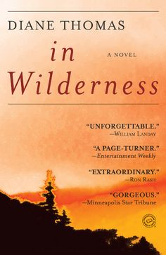 the book cover for in wildernesss by diane thomas, with an orange sky and trees