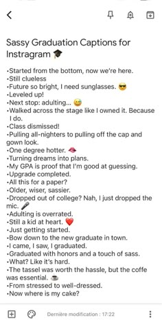 an instagramt with the caption's for graduation caps and other things on it