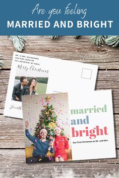 two christmas cards with the text are you feeling married and bright?