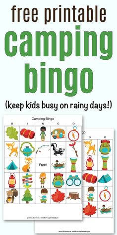 a printable camping bingo game for kids to play