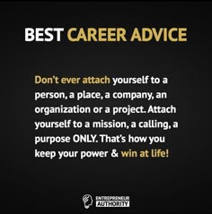 a black background with the words best career advice on it and an image of a person