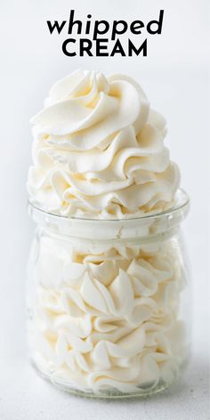 whipped cream in a glass jar with text overlay