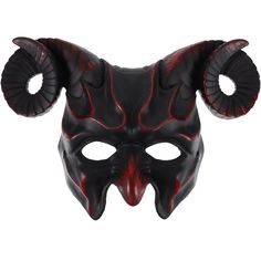 PRICES MAY VARY. Quality Material: This ram horns mask is made of safe, lightweight, and comfortable PVC plastic materials that are sturdy and won't easily chip or fade. The glossy dark red finish with blackened effects brings out the texture and character of the devil mask, making it full of mystery and ensuring that it won't fade over time Ideal for Halloween: This goat ram horns half face mask is suitable for Halloween and other events. It's a great present for friends and family, and it's su Horned Mask, Masquerade Halloween Party, Goat Mask, Mask For Halloween, Devil Mask, Funny Cosplay, Monster Mask, Cosplay Mask, Scary Mask