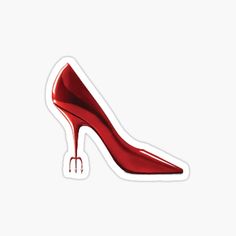 a red high heel shoe sticker on a white background