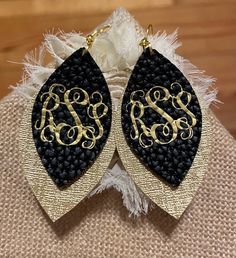 Monogram Leather Earrings Monogram Earrings Custom Faux - Etsy Personalized Black Leather Jewelry, Elegant Faux Leather Earrings As Gift, Diy Christmas Earrings, Monogram Earrings, Faux Leather Earrings, Monogrammed Leather, Monogram Gifts, Christmas Earrings, Leather Earrings