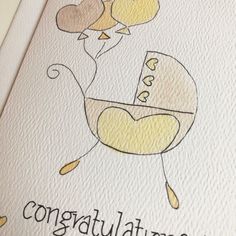 congratulations card with an image of a baby in a crib holding balloons and the words congratulations