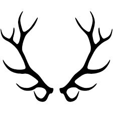 an antlers head is shown in black and white