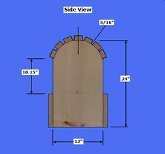 the side view of a wooden door with measurements