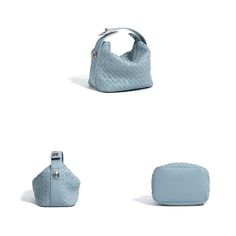 The woven leather hobo bag is in a minimalistic and casual design. No logos or other distractions designed the slim strips in diamond weave. The blue color is perfect for summer. Handheld Shoulder Bag With Intrecciato Weave For Travel, Handheld Woven Leather Hobo Bag For Shopping, Trendy Bags With Intrecciato Weave And Top Handle, Trendy Leather Hobo Bag With Intrecciato Weave, Trendy Top Handle Bags With Intrecciato Weave, Elegant Woven Leather Hobo Crossbody Bag, Elegant Woven Leather Crossbody Hobo Bag, Trendy Intrecciato Weave Top Handle Bags, Hobo Bag With Braided Handles