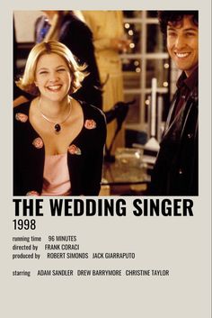 the wedding singer movie poster with an image of a man and woman smiling at each other