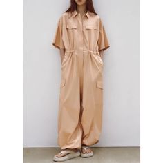 Nwt Zara Oversized Short Sleeve Jumpsuit Super Trendy Jumpsuit. Short Sleeve, Snap Closure, Side Pockets, Elastic Waist And Hem With Toggles, Cargo Style, Wide Leg. Tan Color Oversized Fit New With Tags Size Xs, Could Also Work For S 25 Full-length Work Pants With Cargo Pockets, Oversized Solid Jumpsuits And Rompers With Pockets, Oversized Casual Jumpsuits And Rompers For Summer, Oversized Jumpsuits And Rompers With Pockets For Loungewear, Oversized Jumpsuits And Rompers For Summer, Oversized Spring Jumpsuits And Rompers With Pockets, Oversized Jumpsuits And Rompers For Summer Loungewear, Spring Loose Jumpsuits And Rompers With Pockets, Oversized Summer Jumpsuits And Rompers