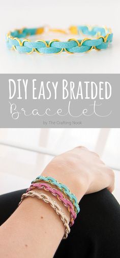 the diy easy braided bracelet is made with two different colors