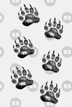 an animal paw prints pattern on a white background with black and white letters that spell out the letter b