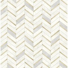 a white and gold herringle wallpaper pattern