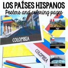 a poster with the words los paises hispanis written in spanish and other languages