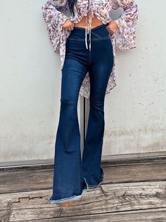 Step out in style with the Liv High Waist Pull On Flare Jeans. These medium wash jeans offer a high waisted fit for a sleek look and are designed without pockets or belt loops for a seamless appearance. With a super stretchy and soft material, you'll never want to take them off! DETAILS Medium wash flare jeans High waisted fit Washed denim detail V waist feature Super stretchy material Soft, comfortable material SIZING Fits true to size Super stretchy material Lori is wearing a size small MATERI Flare Jeans High Waisted, Pull On Flare Jeans, High Waisted Flare Jeans, Jeans High Waisted, Medium Wash Jeans, Denim Details, Washed Denim, Sleek Look, Wash Jeans