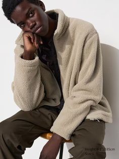 Fleece Full-Zip Jacket | Pile-Lined | UNIQLO US Check Material, Winter Adventure, Fleece Coat, Fleece Vest, Styling Ideas, Neck Warmer, High Collar, Uniqlo, Parka