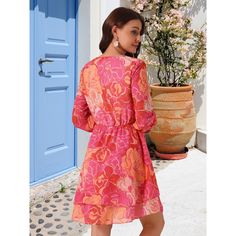 Fashion Style: Long Sleeve, Semi Sheer Sleeve, V Neckline, Side Zipper, Ruffle Hem, Elastic Waist, Layered Hem, Chiffon Mini Dress, Floral Dress. Seta T Women's Floral Dress Chiffon Long Sleeve V Neck Ruffle Layered Mini Dresses. The mini casual dress is a must-have item in women’s wardrobes. Mini elegant dress makes you look more attractive in the crowd. Deep v neck style adds a bit of charm. Pink Long Sleeve Chiffon Dress For Brunch, Red Long Sleeve Chiffon Dress For Summer, Long Sleeve Red Chiffon Dress For Summer, Feminine Long Sleeve Chiffon Dress For Vacation, Spring Pink Chiffon Dress With Ruffle Hem, Pink Chiffon Dress With Ruffle Hem For Spring, Pink Flowy Casual Chiffon Dress, Casual Flowy Pink Chiffon Dress, Pink Flowy Chiffon Casual Dress