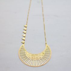 Crescent Moon Necklace Ethnic Jewelry Statement Necklace - Etsy Gold Moon Phase Necklace For Festivals, Gold Crescent Necklace For Festivals, Gold Minimalist Necklace For Festivals, Half Moon Necklace, Boho Statement Necklace, Gold Moon Necklace, Gold Triangle, Triangle Necklace, Crescent Moon Necklace