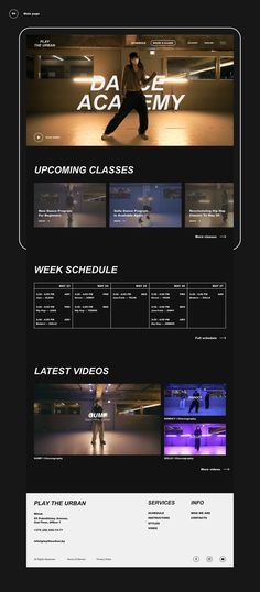 the website design for dance academy