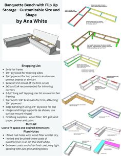 Banquette Bench with Flip Up Storage - Customizable Size and Shape | Ana White Bankette Seating, Apartment Homestead, Ikea Decor Hacks, Nook Seating, Breakfast Nook With Storage, Dining Bench With Storage, Ikea Kitchen Hacks, Bench Dining Table