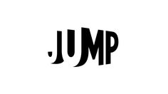 the word jump is made up of letters and stars in blue on a white background