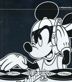 an image of mickey mouse dj playing music on the record player's turntable